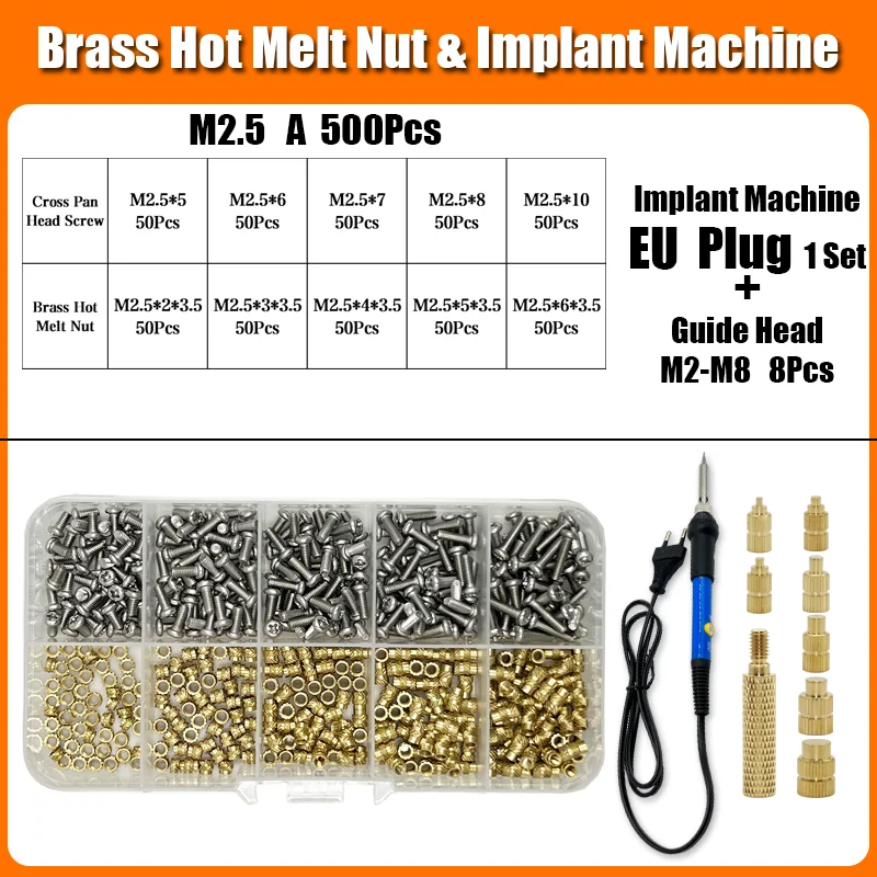 

Латунные резьбовые вставки с болтами из нержавеющей стали M2 M2.5 M3 M4