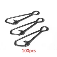 100 pcsset stainless steel hook lure connector fishing swivel snap pin fish hooks sea fishing tackle black type 7
