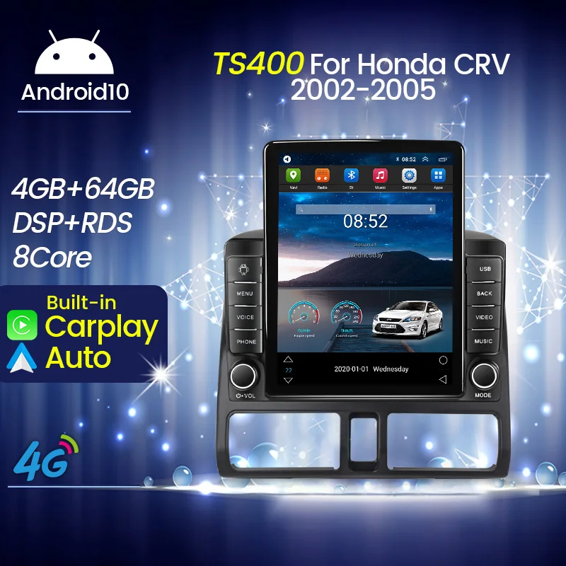 Android 10 Carplay 4G для Tesla вертикальное автомобильное радио Видео Стерео Honda CR-V CRV 2 2001 2002