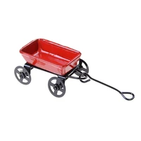 112 mini cute dollhouse miniature metal red small pulling cart garden miniature furniture accessories