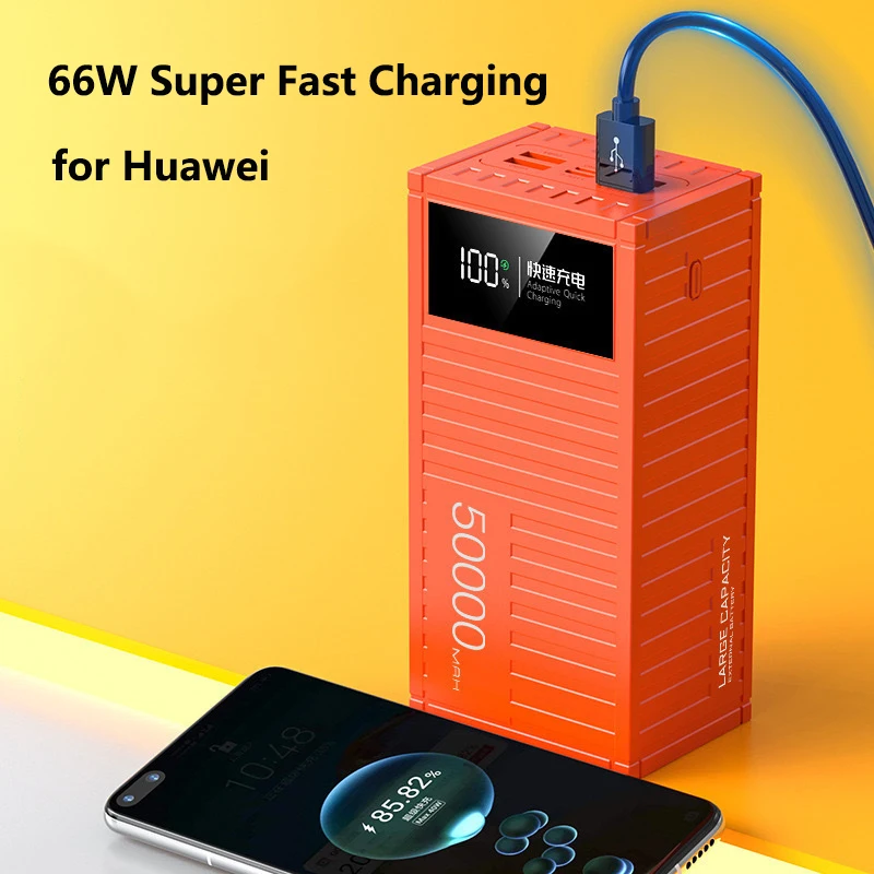 66 Вт сверхбыстрая зарядка Power Bank 50000 мАч Портативное зарядное устройство Внешний