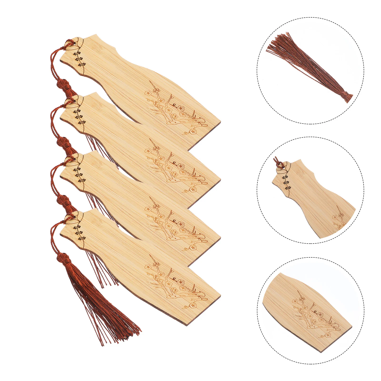 

6 Pcs Cheongsam Bamboo Bookmark Wood Hanging Tags Wooden Label Souvenir Paper Markers Gift Craft Bookmarks Festival Trim