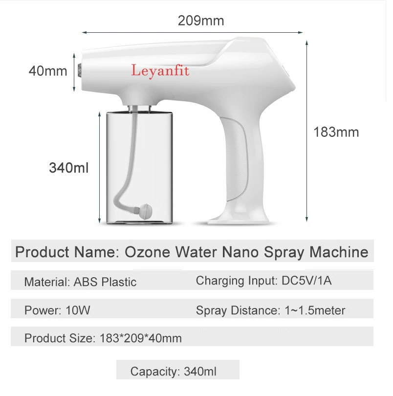 Озоновый нано-распылитель воды Type-c паровой очиститель воздуха УФ-синий