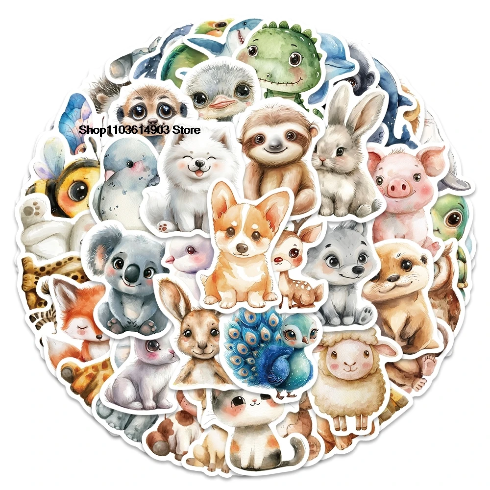 50 шт. водонепроницаемые наклейки на стену из ПВХ в виде животных