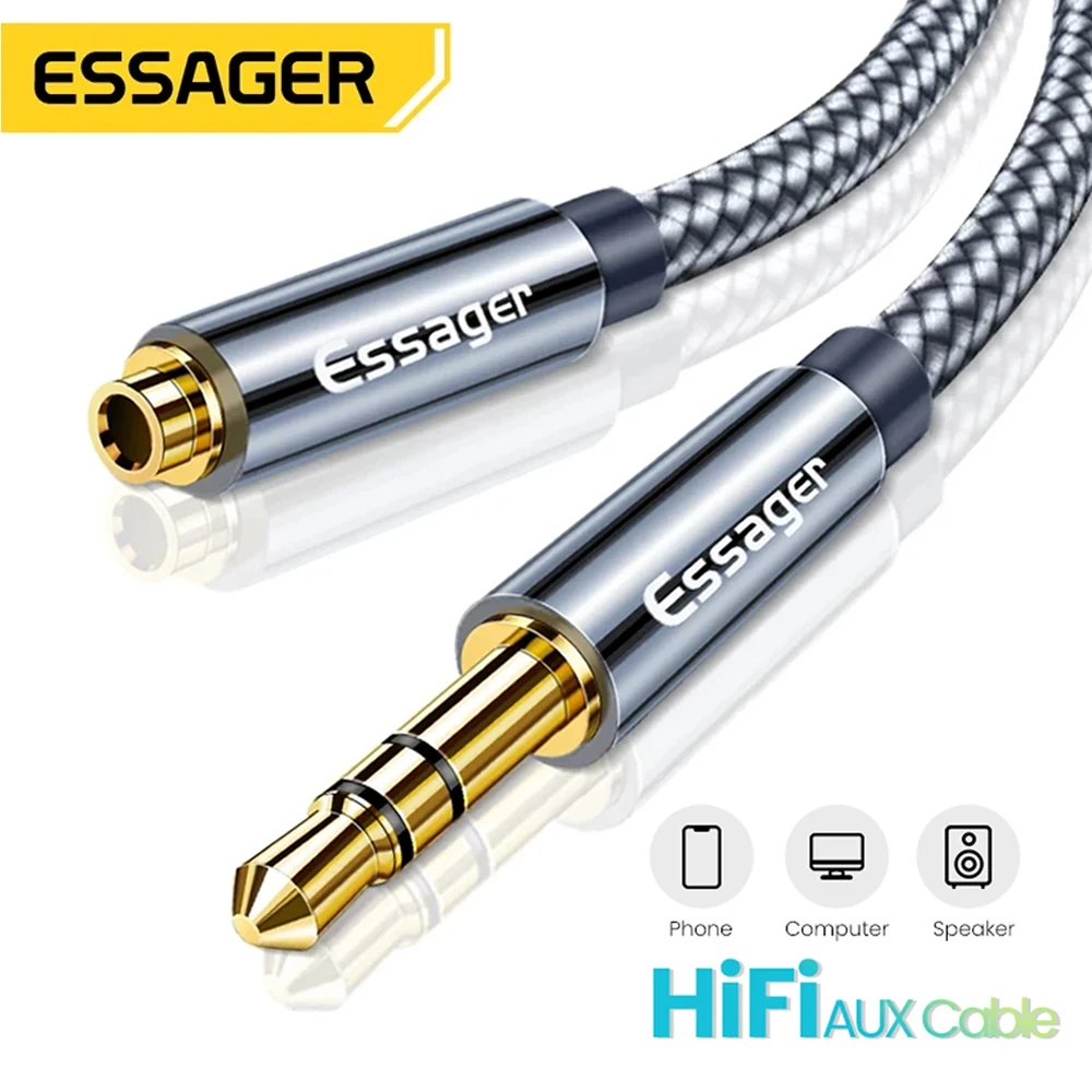 

Essager Headphone Extension Cable Jack 3.5mm Audio Aux Cable 3.5 mm Female Splitter Speaker Extender Cord For Earphone Adapter