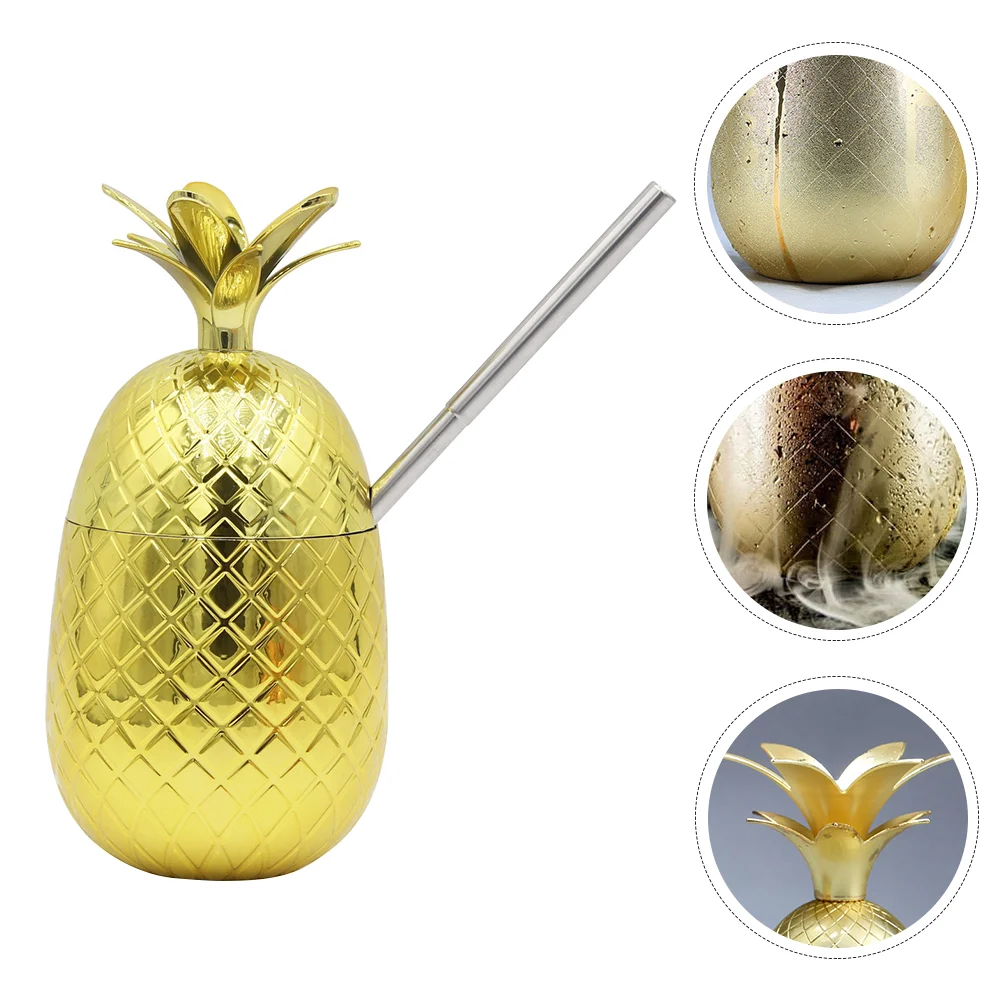 

Cup Pineapple Cups Party Cocktail Tumbler Mug Hawaiian Drinks Beer Copper Iced Drinking Coffee Bar Water Stainless Decorations