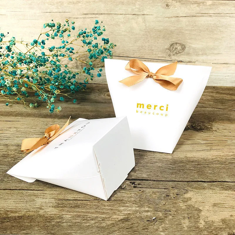 

50/20/10pcs DIY Kraft Paper Gift Box Dragee Packaging with Merci Thank You Candy Wrapping Bag Wedding Birthday Party Favors