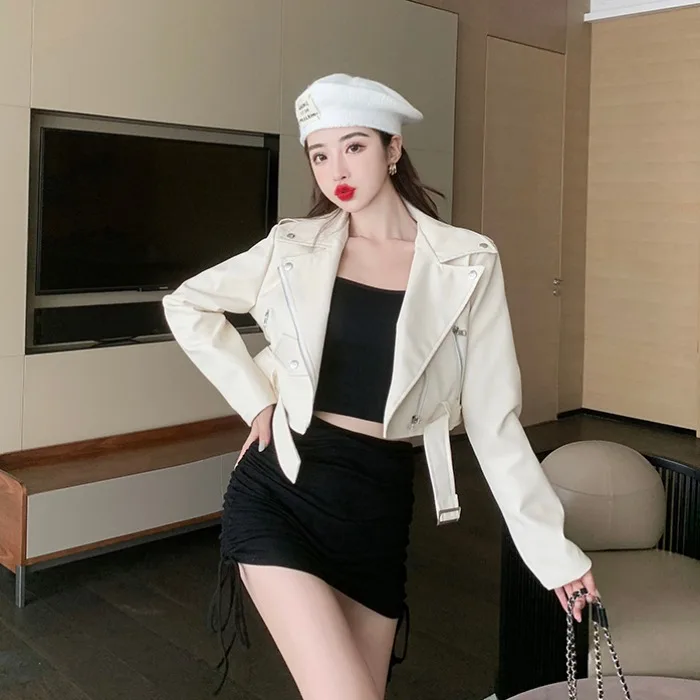 Mini Short Pu Jacket Women Winter Coat Women Autumn Winter Loose Casual Short Zipper Jacket Long Sleeve Leather Jackets