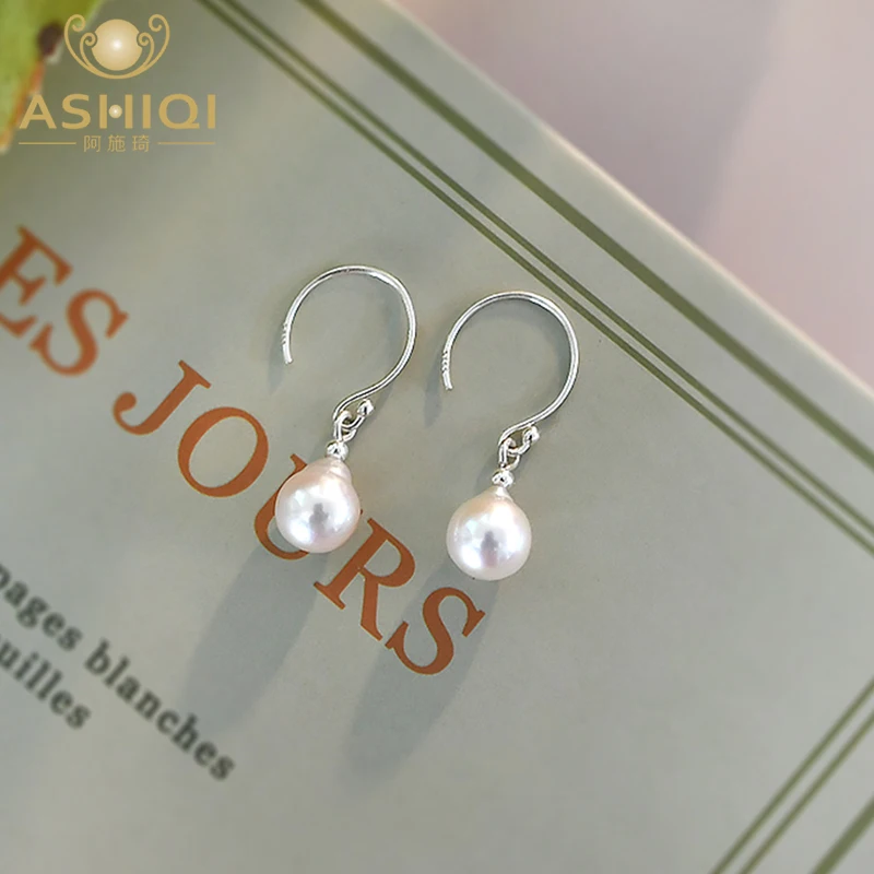 

ASHIQI 925 Sterling Silver Natural Baroque Pearl Drop Earrings Fashion Personalized Jewelry for Women