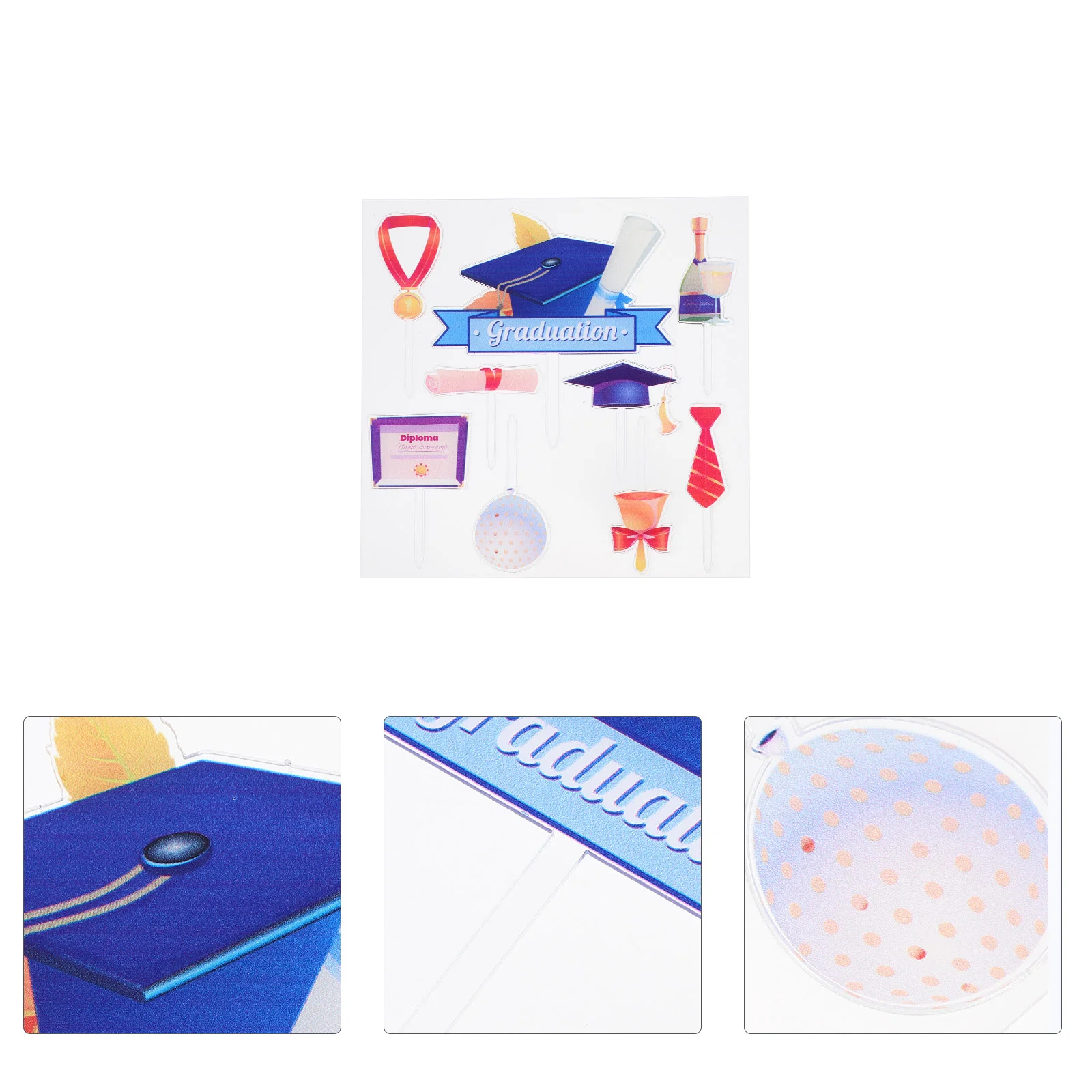 

9pcs Creative Graduation Cake Decors Party Cake Picks Cupcake Dessert Toppers