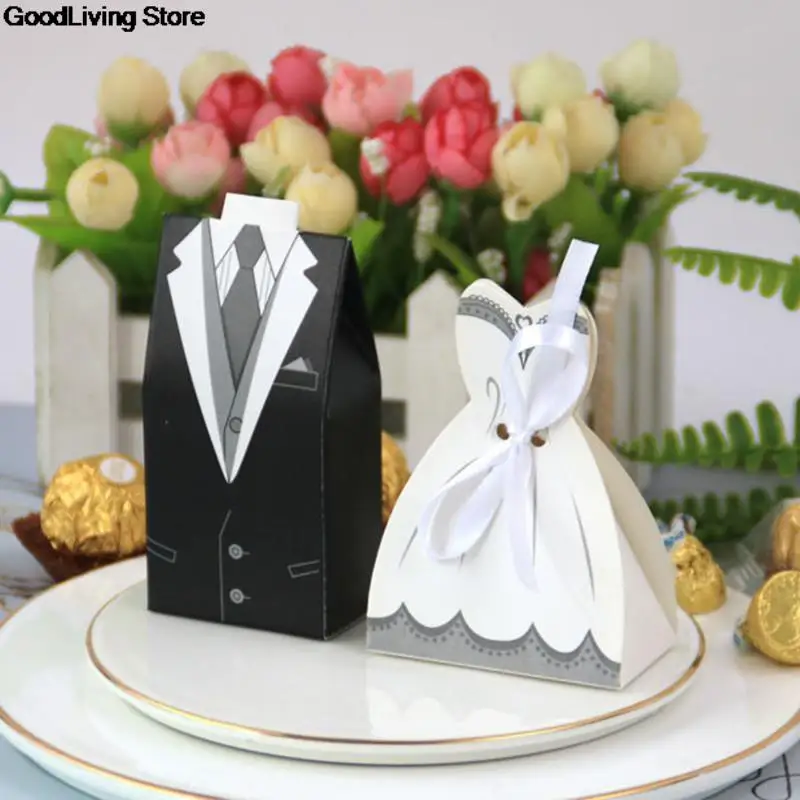 20 шт./лот Жених и невеста платья Свадебная подарочная конфетная сумки коробочки