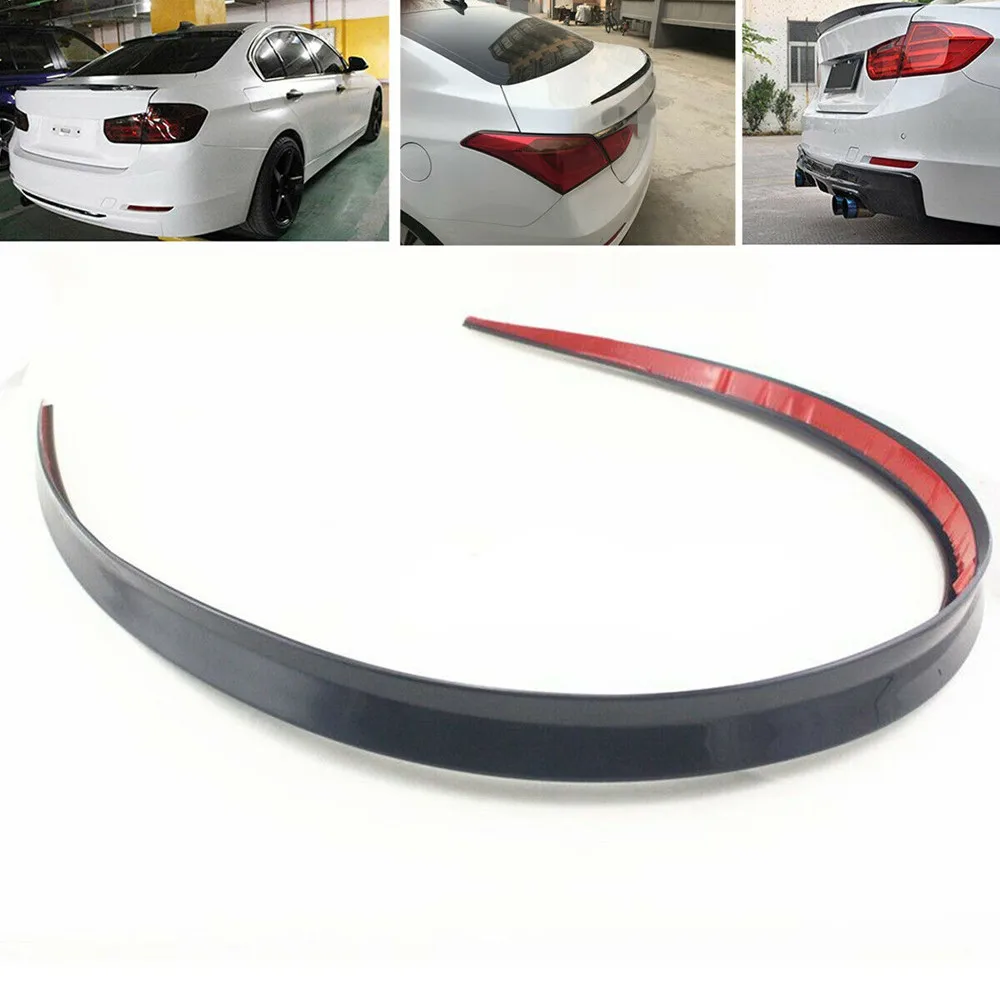 

Black Car Body Rear Spoiler Bonnet Carbon Fiber Style Hatch Gate Roof Rubber With Adhesive Tape