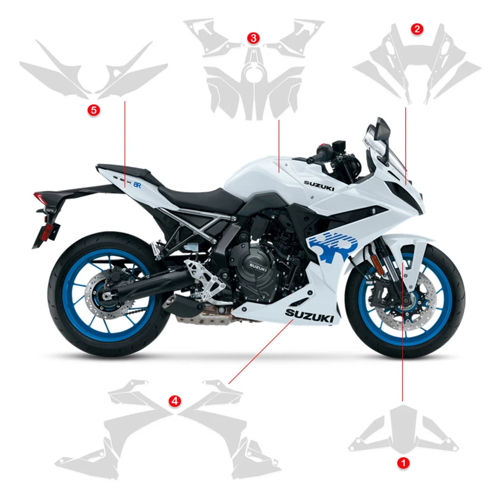 Фото НОВАЯ защитная пленка из ТПУ для мотоциклов SUZUKI GSX-8R, антицарапийная защита обтекателя, подходит для GSX 8R 2024-2026 №2