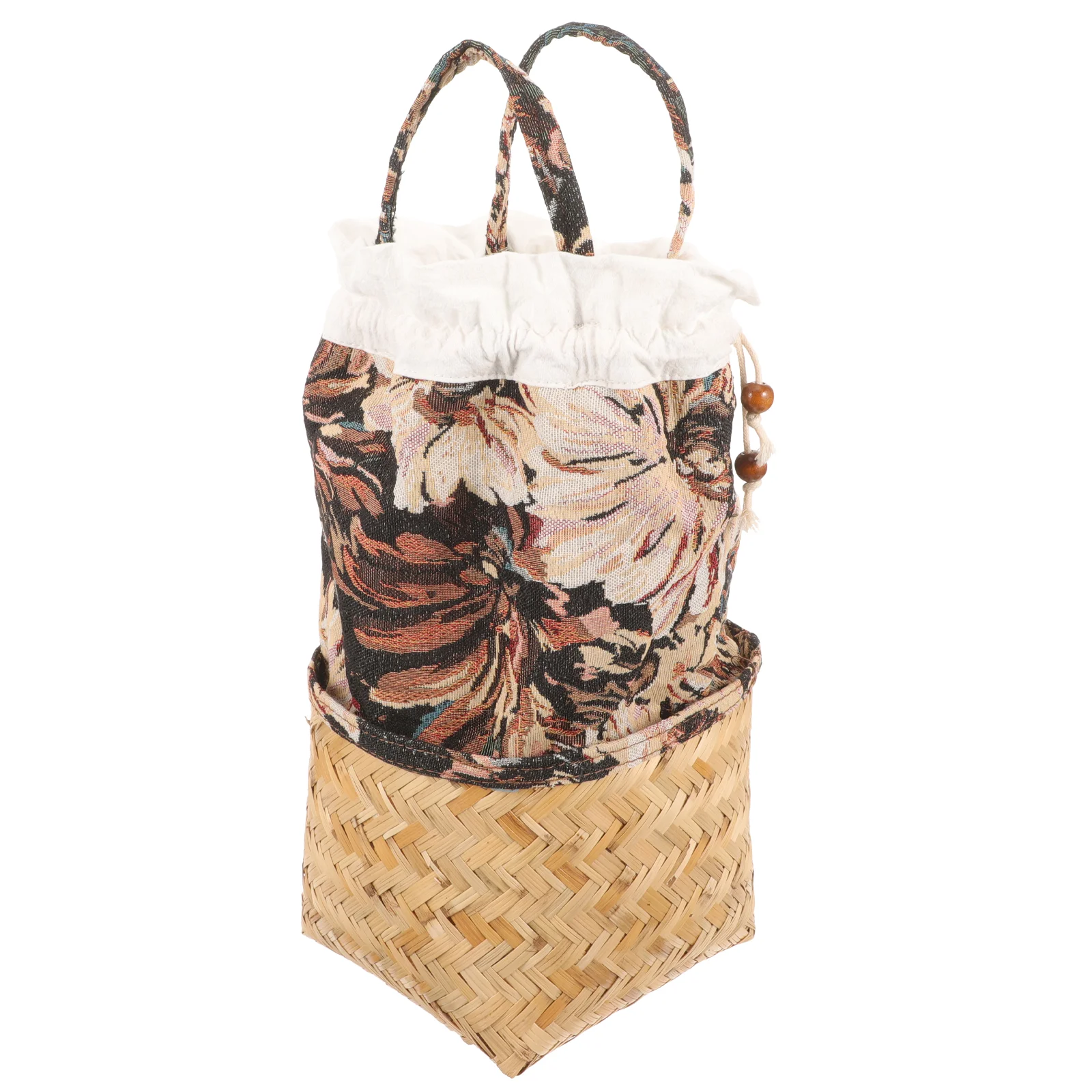 

Decorative Storage Basket Hand Woven Storage Basket Reed Woven Basket with Drawstring