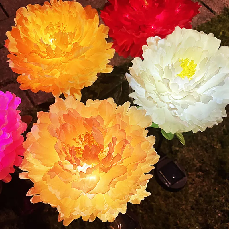 

Led Solar Peony Ground Lights Outdoor Garden Villa Decoration Lawn Lights Balcony Landscape Simulation Flower Lights Solar Light