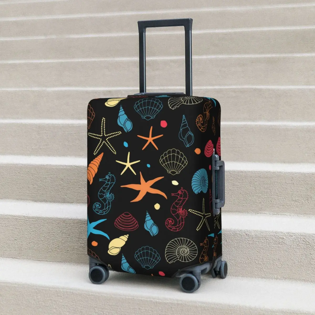 

Starfish And Shells Suitcase Cover Cute Sea Creatures Holiday Business Strectch Luggage Accesories Protection