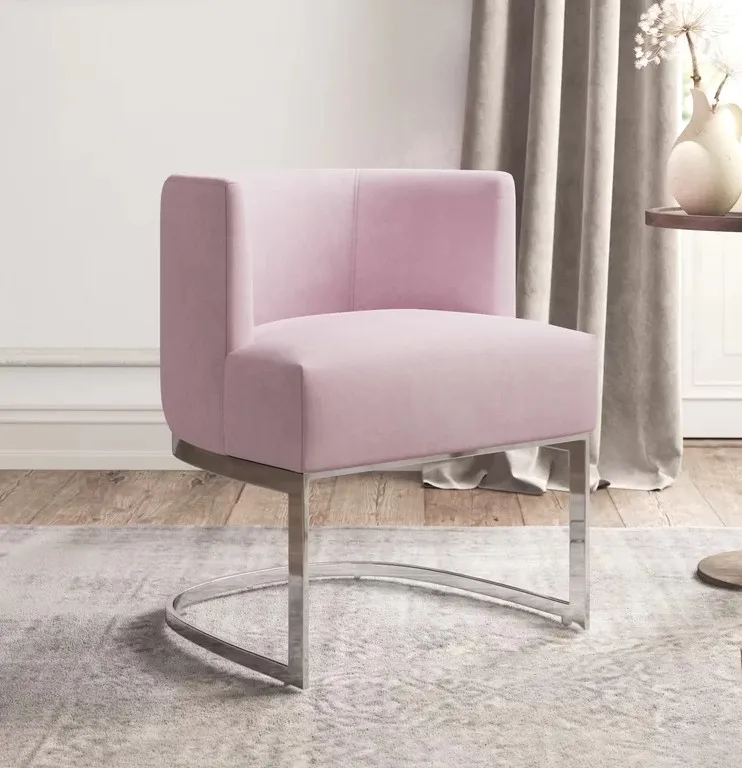 Chrome Leg Velvet Upholstery Chair For Home Hotel
