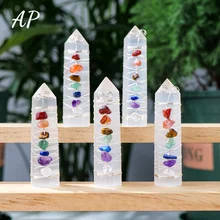 1PC Natural White Selenite Column Crystal Point Seven Chakras Crystal Chips Healing Stone Crystal Crafts Home Decoration