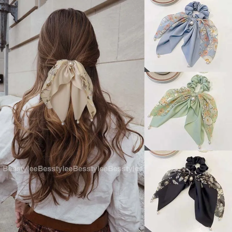 

2022 модные резинки для волос с принтом, жемчужная лента для волос для женщин и девушек, эластичная повязка для волос, элегантные резинки для волос для конского хвоста, аксессуары для волос