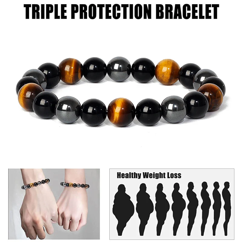 

Black Obsidian Hematite Soul Jewelry Men Women Tiger Eye Beads Bracelets for Magnetic Health Protection Bracelet Pulsera Hombre