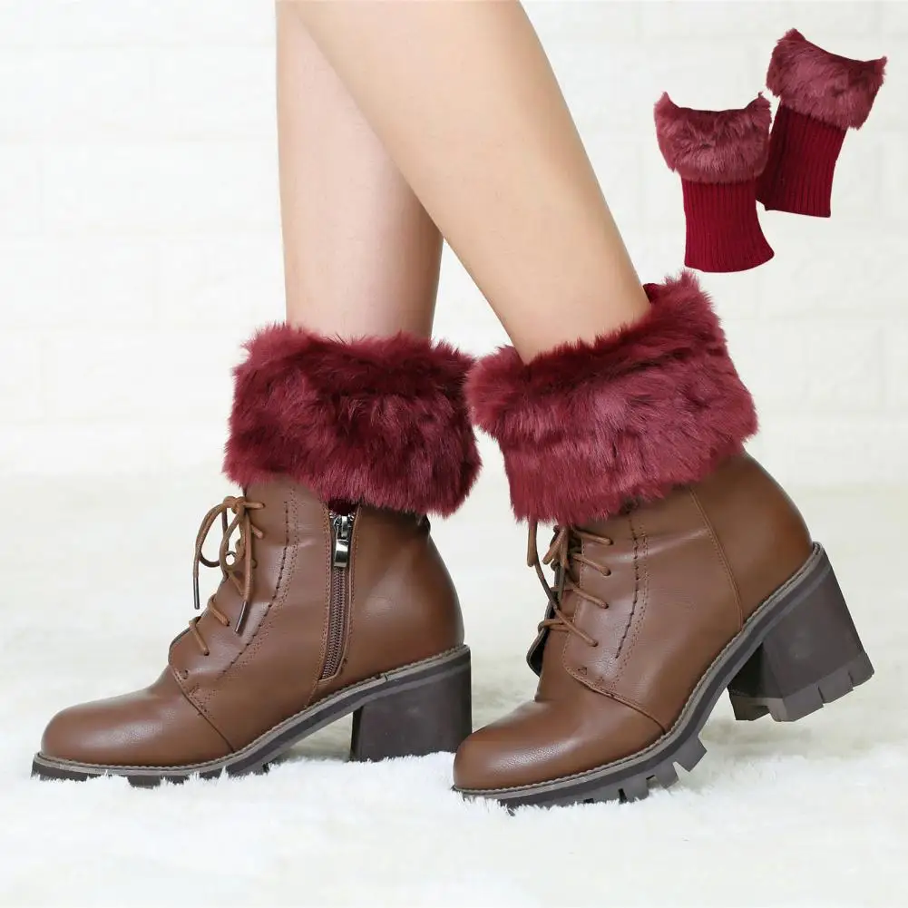 

1 Pair Leg Warmers Washable Keeping Warmth Solid Color Lady Women Plush Autumn Winter Warm Leg Cover for Everyday Life