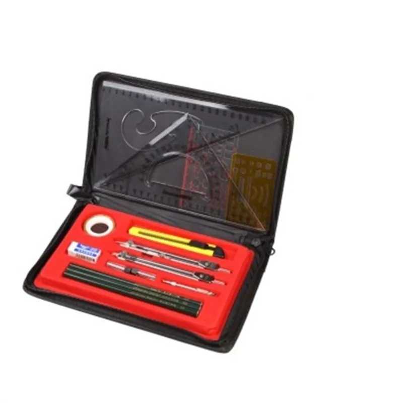 

Художественный математический набор Линейка Карандаш из нержавеющей стальной компас школьные принадлежности для студентов с тканевыми су...