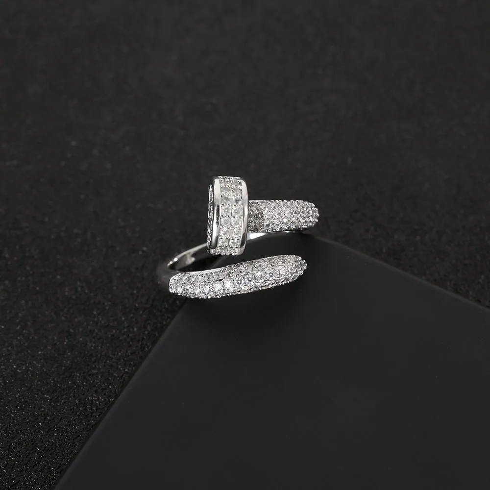 Женское Открытое кольцо для ногтей, классическое модное циркониевое кольцо, регулируемое кольцо, подходит для ежедневного использования, аксессуары для ювелирных изделий