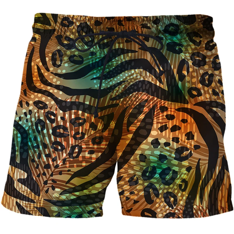 

Painting Leaves Graphic Beach Shorts Pants Men 3D Printing Surf Board Shorts Summer Hawaii Swimsuit Swim Trunks Cool Ice Shorts