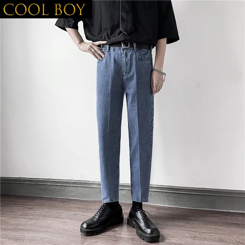J GIRLS Men Jeans Simple Basic Retro Large Size Slender Teenagers Trendy Korean Style Males Ankle-length Denim Soft Leisure Hot