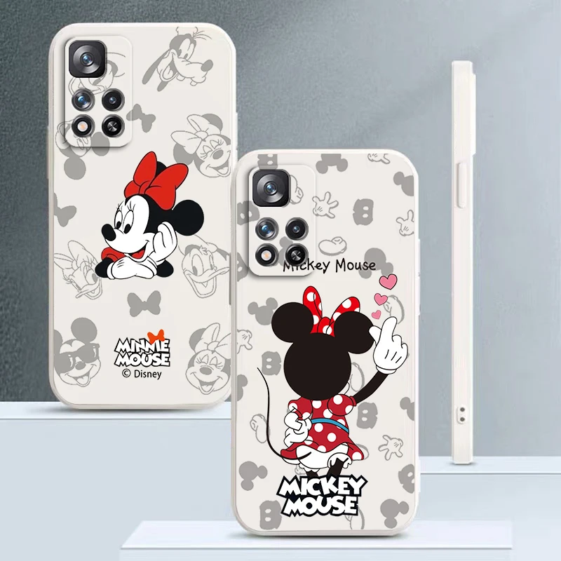 

Phone Case For Xiaomi Redmi Note 11 11S 11T 10S 10 9S 9T 9 8T 8 Pro Plus 5G Love Mickey Minnie Mouse Liquid Rope TPU Funda