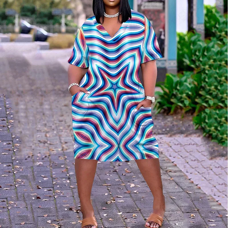 

Женское модное элегантное платье с рисунком, юбка до колен, повседневные платья больших размеров, женская мода