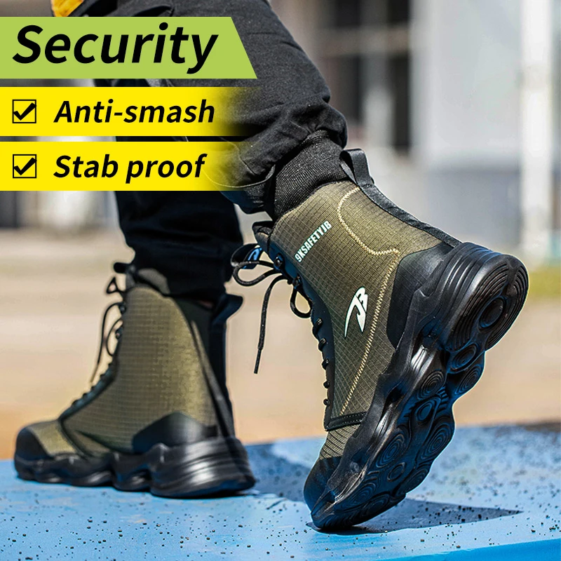 2023 New Men Boots Safety Shoes High Top Work Sneakers Steel Toe Cap Anti-smash Puncture-Proof work Boots Indestructible Shoes images - 6
