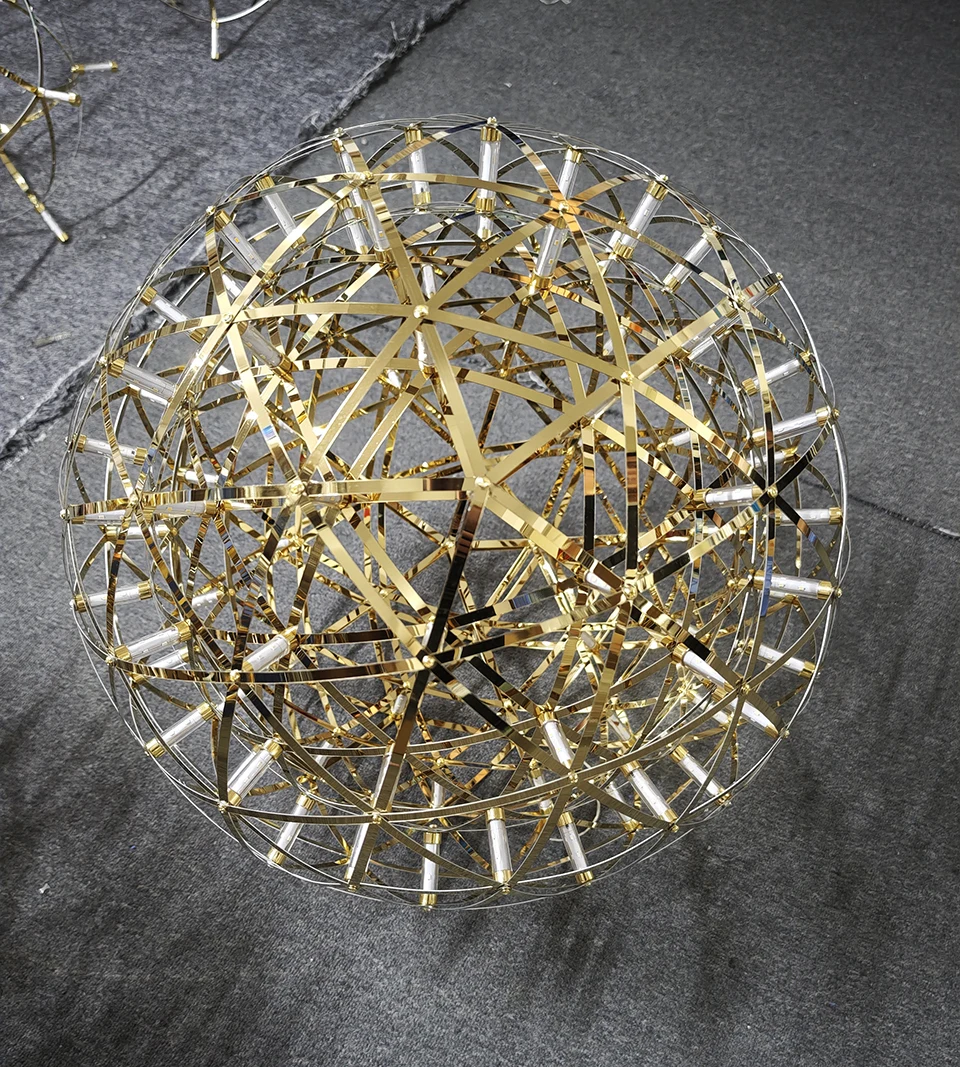 Фото Италия Дизайнер Spark Ball Светодиодная люстра Фейерверк Из нержавеющей стали Дистанционный подвесной светильник для лофта Гостиная Внутренний декор №1