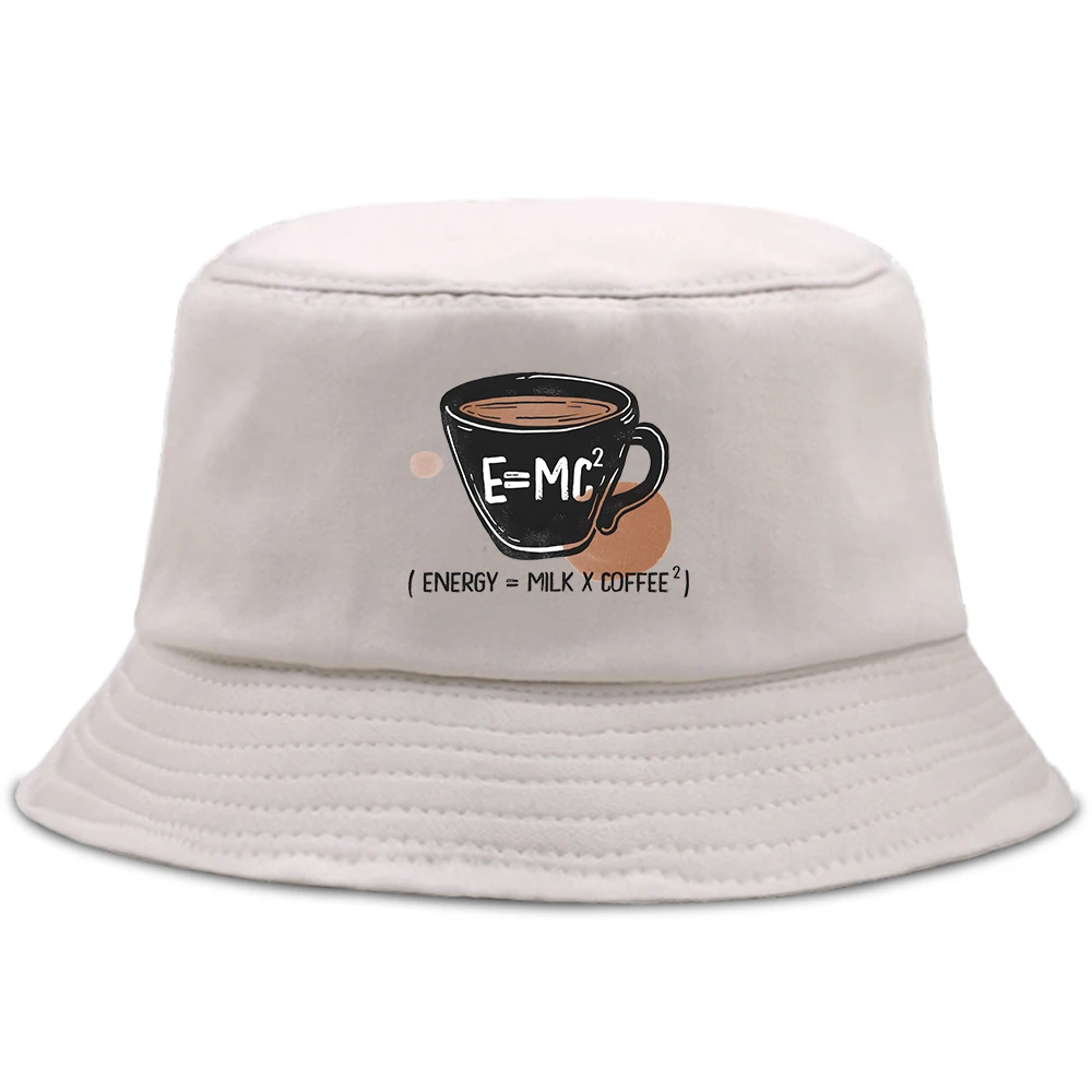 

EMC Energy Milk Coffee Print Women's Fisherman Hat Creativity Casual Fashion Bob Caps Outdoor Sunscreen Beach Unisex Bucket Hats