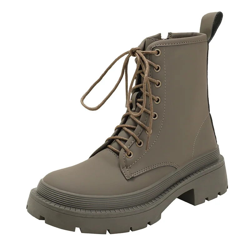 

2022 New Autumn and Winter Retro Thick Sole Riding Boots British Style Casual Single Boots Motorcycle Boots Lace-up Short Boots