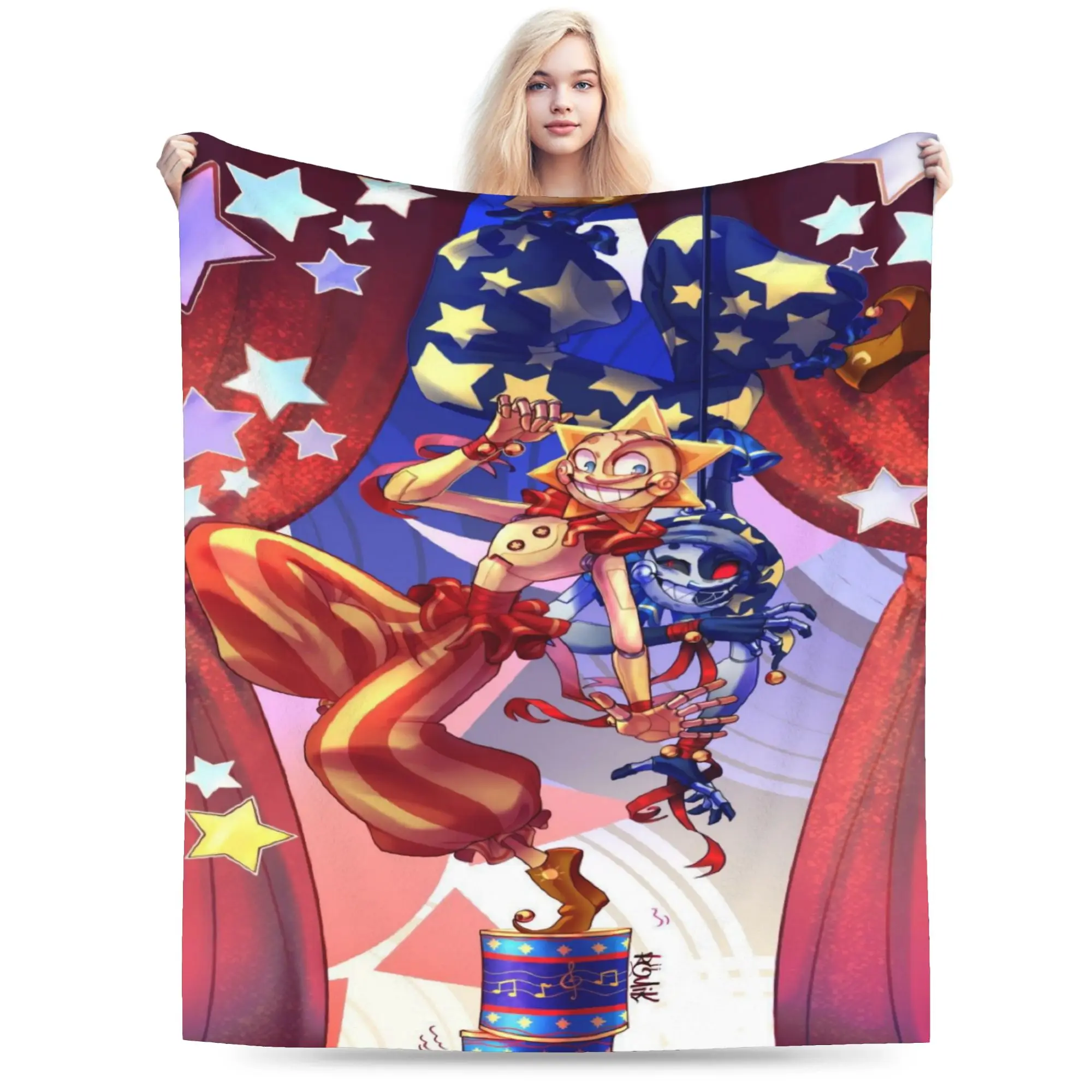 Фото Комфортное одеяло Sundrop And Moondrop fnaf Merch, декоративное одеяло для кровати, ультра-мягкая фланель для дивана №1