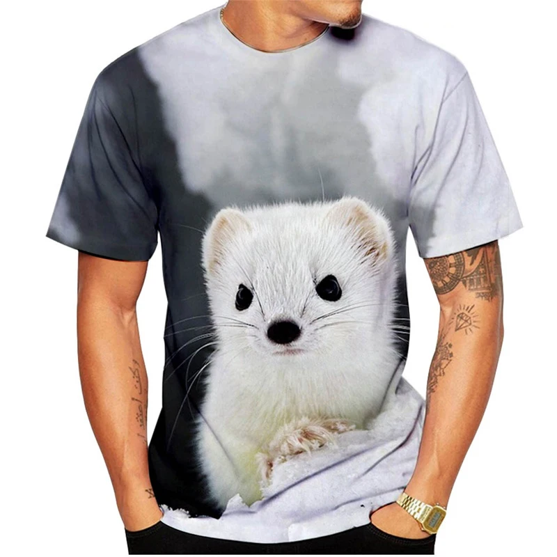 

2023Interest Summer 3DAnimal Printing Pattern T-Shirts Loose Comfortable Material Clothing Top Large Size Crew Neck Short Sleeve