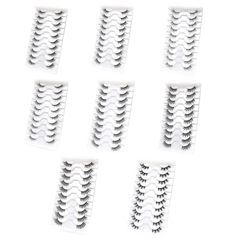 

Half Lashes Natural Wispy Cat-Eye Mink Lashes Flared Curly Fake Eye Lashes Extensions 3D False Eyelashes for Daily Wear