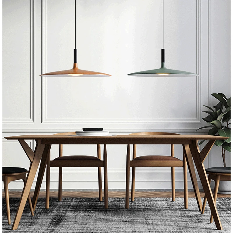 

Modern Design Danish Flying Saucer Creative Personality Macaron Restaurant Cafe Aluminum Single Head Chandelier Pendant Light