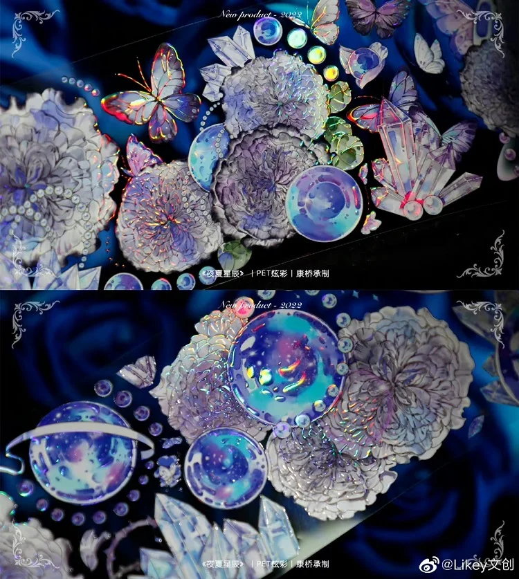 

Flower Butterfly Moon Shiny PET Tape Journal Decoration Collage Card Making Material