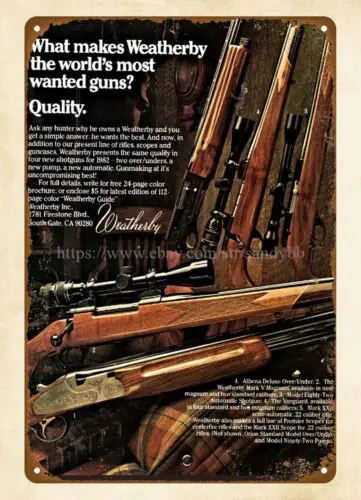 Мужской пещерный гараж 1984 пожарный гаджет WEATHERBY винтовка металлическая жестяная