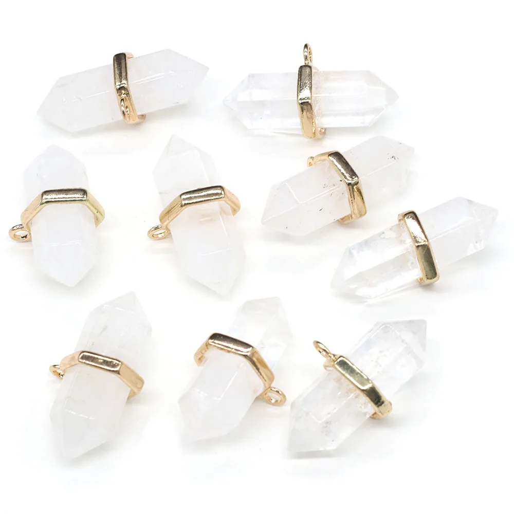 

16*36mm Natural Stone Necklace Pendant Multi Point White Crystal DIY Choker Accessories