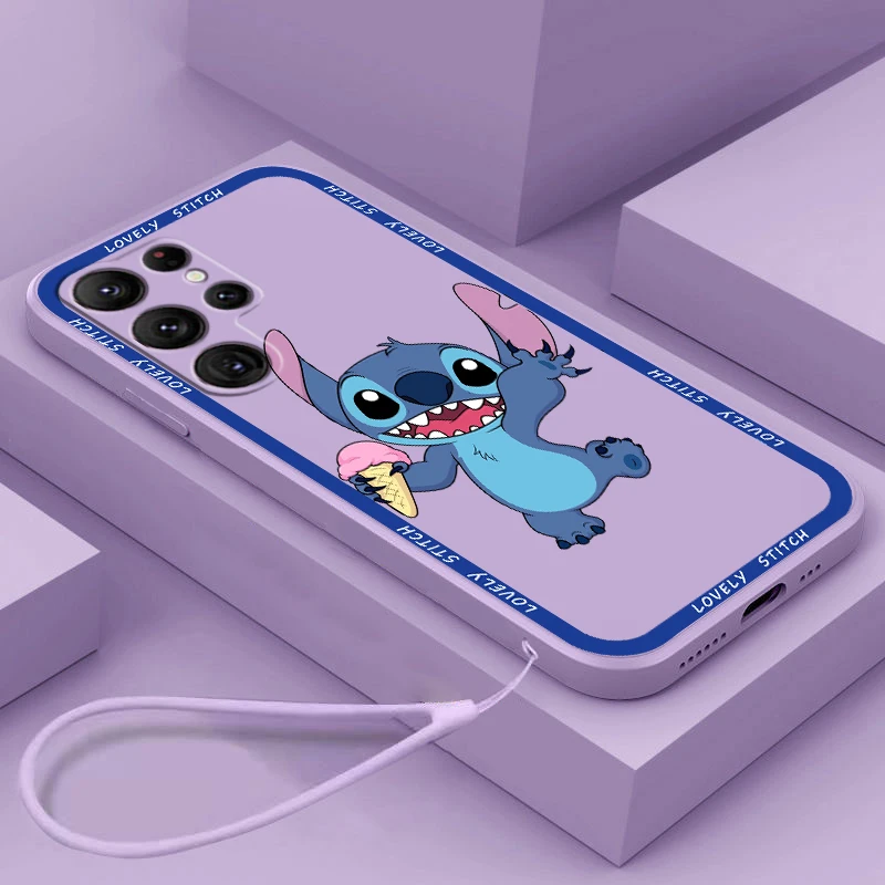 

Liquid Rope Cover Disney Lilo & Stitch Cartoon Phone Case For Samsung Galaxy S22 S21 S20 FE S10 Note 20 10 Plus Lite Ultra 5G