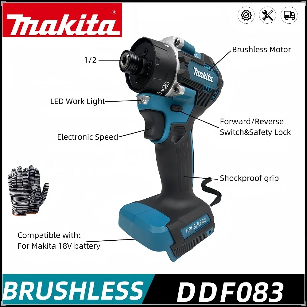 Makita 20+1 Torque 1/4inch Brushless Electric Screwdriver Cordless 280N.m Drill Power Tool For 18v Battery