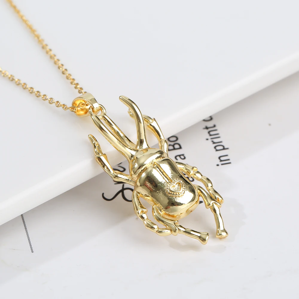 Высококачественное ожерелье Hlgh в форме жука, медная пластина, мужское и женское ожерелье Hlp Hop Anlmal Fashlon, модные ювелирные изделия, изысканные украшения, новинка beslgn