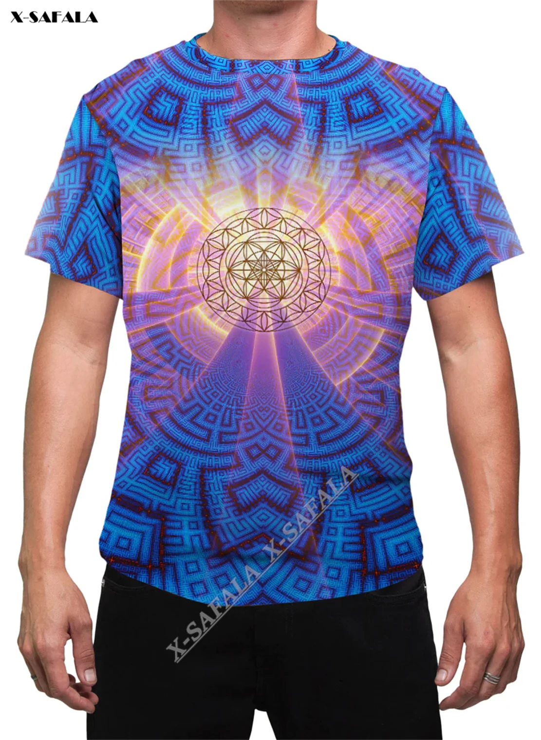 

Rave Geometry Psychedelic Mandala 3D Full Print Men Female T-Shirt Tops Tees Short Sleeve Casual Quick Dry Breathable Milk Fiber