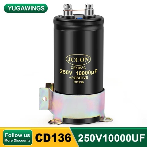 250V10000UF 63,5x130 MFD алюминиевый винтовой электролитический конденсатор для звукофильтрации 105 ℃ JCCON CD136 болтовые конденсаторы 10000 мкФ