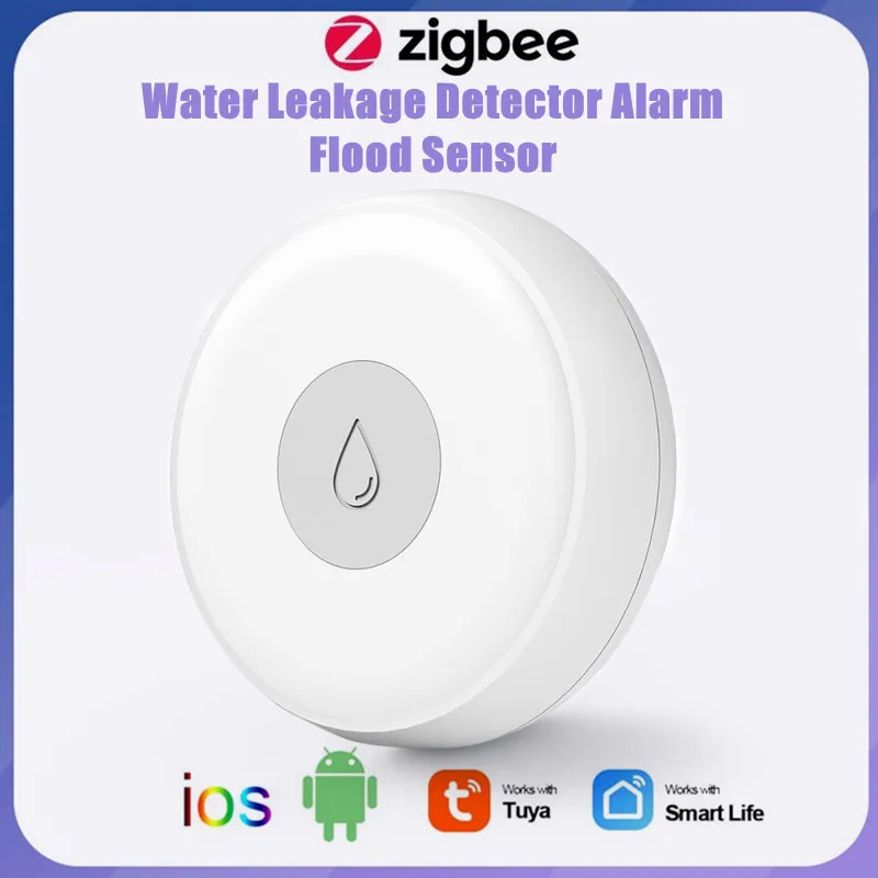 

Датчик утечки воды Zigbee с сигнализацией, Умный домашний резервуар с полным оповещением об обнаружении перелива воды, охранная система с дист...