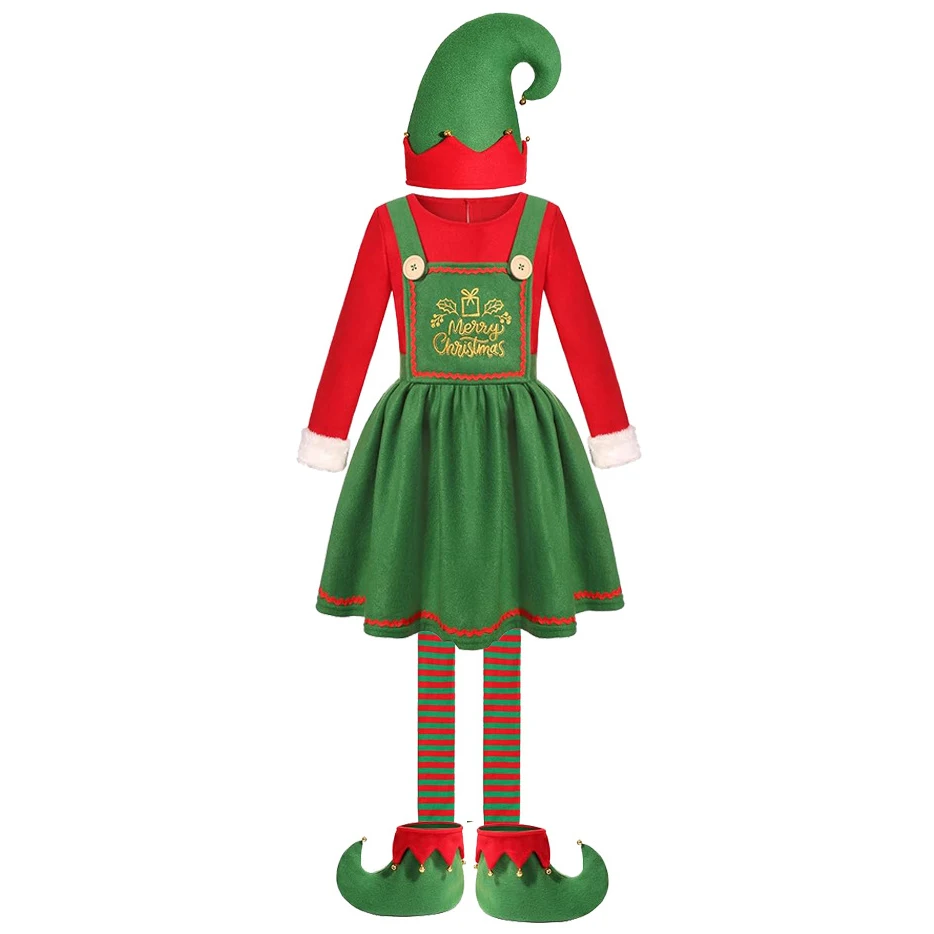 Рождественский костюм для взрослых детский рождественский эльфа красный и