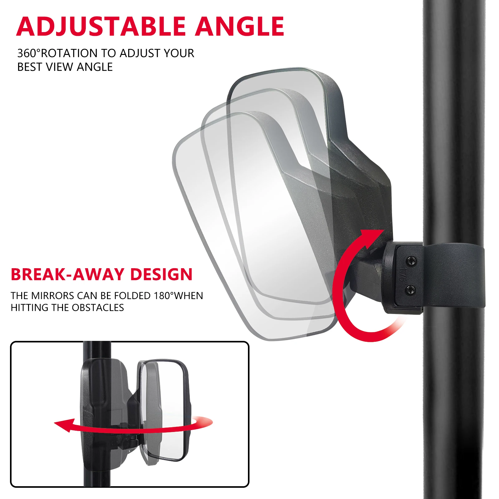 Зеркала бокового вида для Polaris RZR XP1000 900 Прочные пластиковые каркасы на колесиках